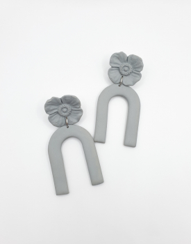 Earrings "Flower arch" gray